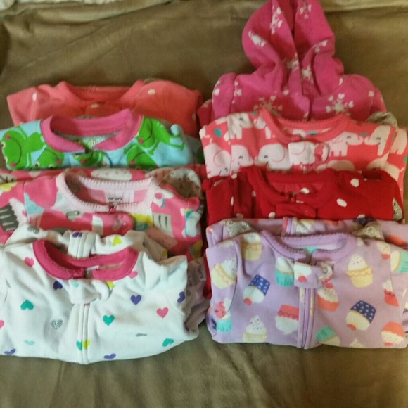 Carter's Other - Lot of 8 Girls Fleece Sleeper Pajamas Size 12 M